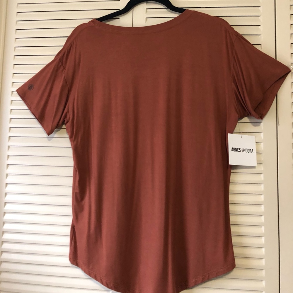 Agnes & Dora NWT size Large Short Sleeve Top- Mocha - Picture 2 of 7